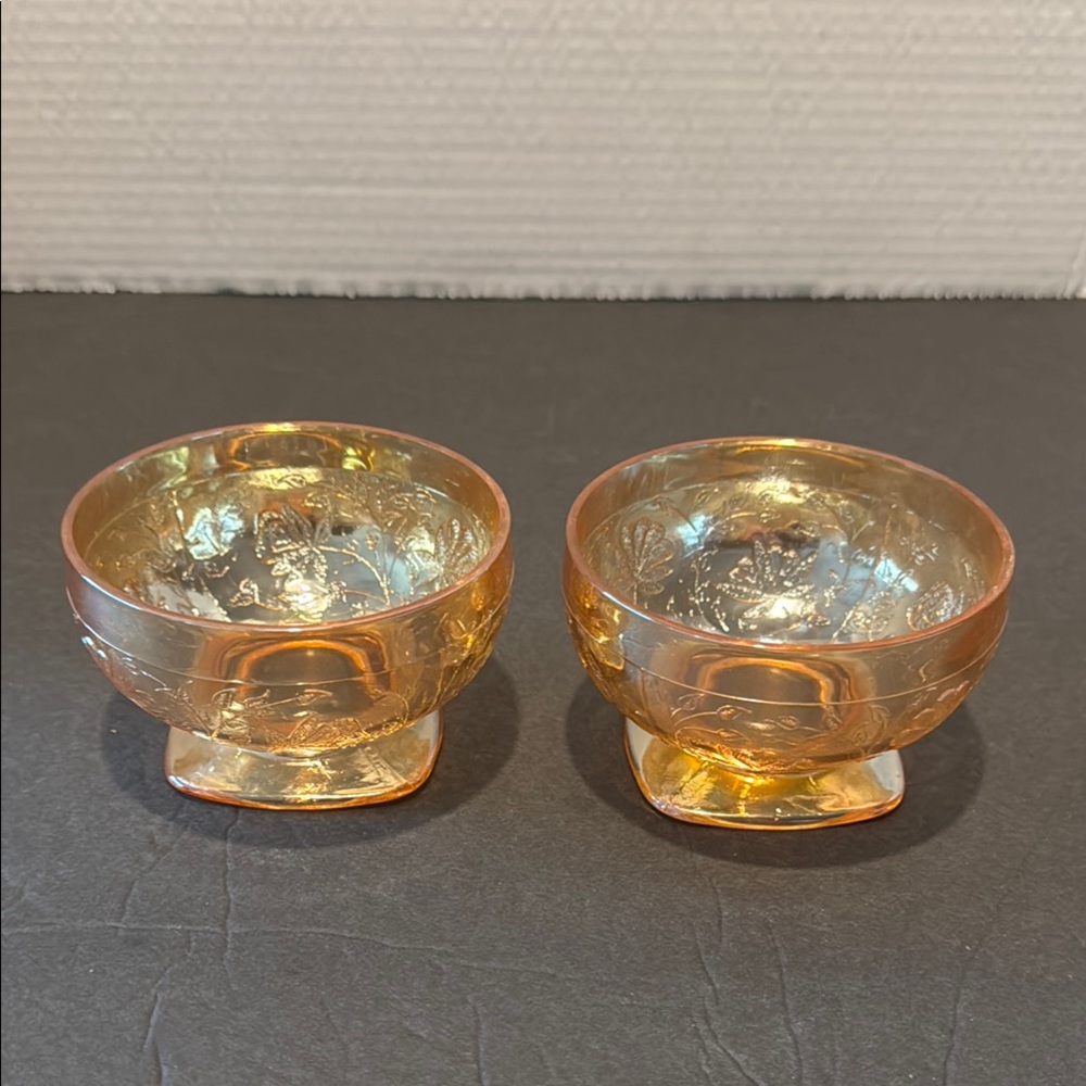 Set of Two Jeanette Floragold Sherbert Dishes